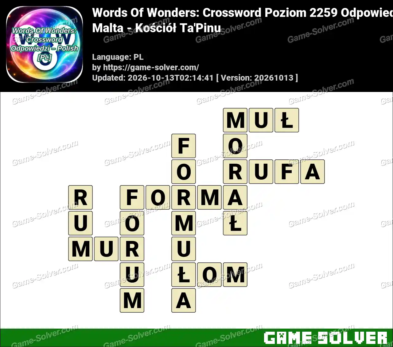 Words Of Wonders: Crossword Poziom 2259 Odpowiedzi – Malta – Kościół Ta’Pinu